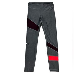 Under Armour Heatgear Compression Leggings‎ Medium Gray Pink Mid Rise Athletic
